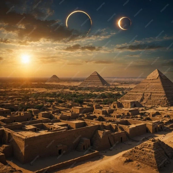 View of the 2027 Total Solar Eclipse in Egypt’s Western Desert, showing tourists watching the sun’s corona above the White Desert.